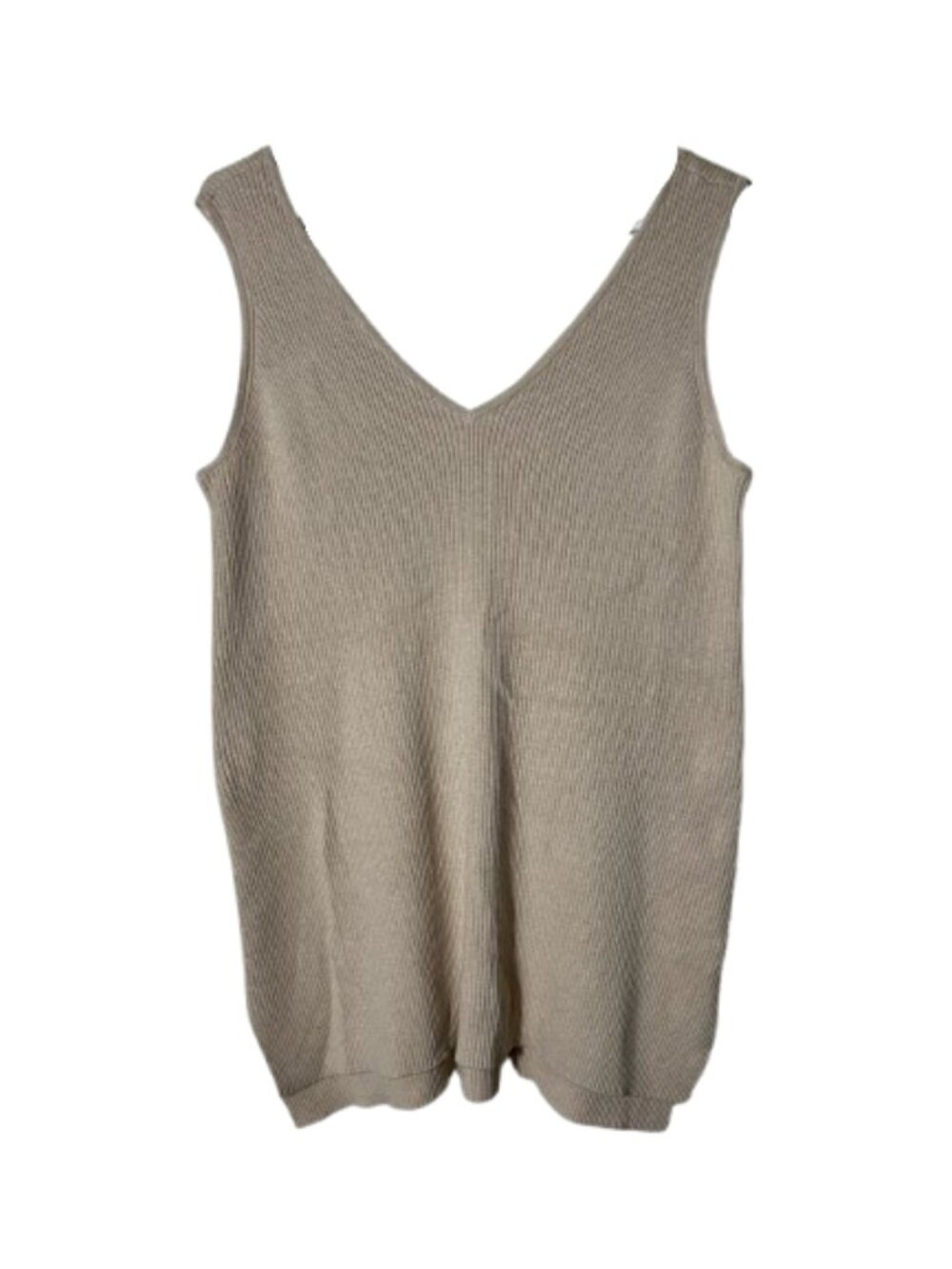 Quince oatmeal cotton cashmere maternity and nursing v-neck tank S rib knit